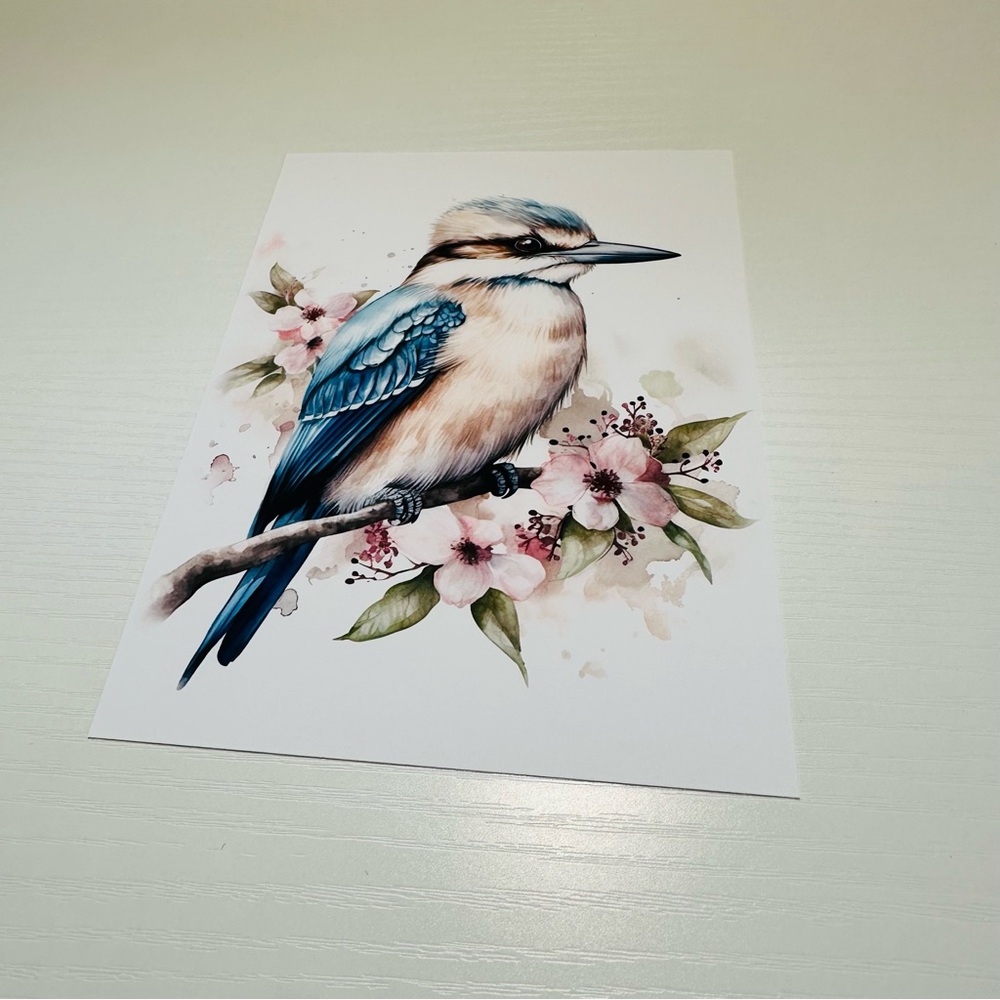 Watercolor Kookaburra Bird Portrait Wall Art Illustration Print Unframed - Picture 13 of 15